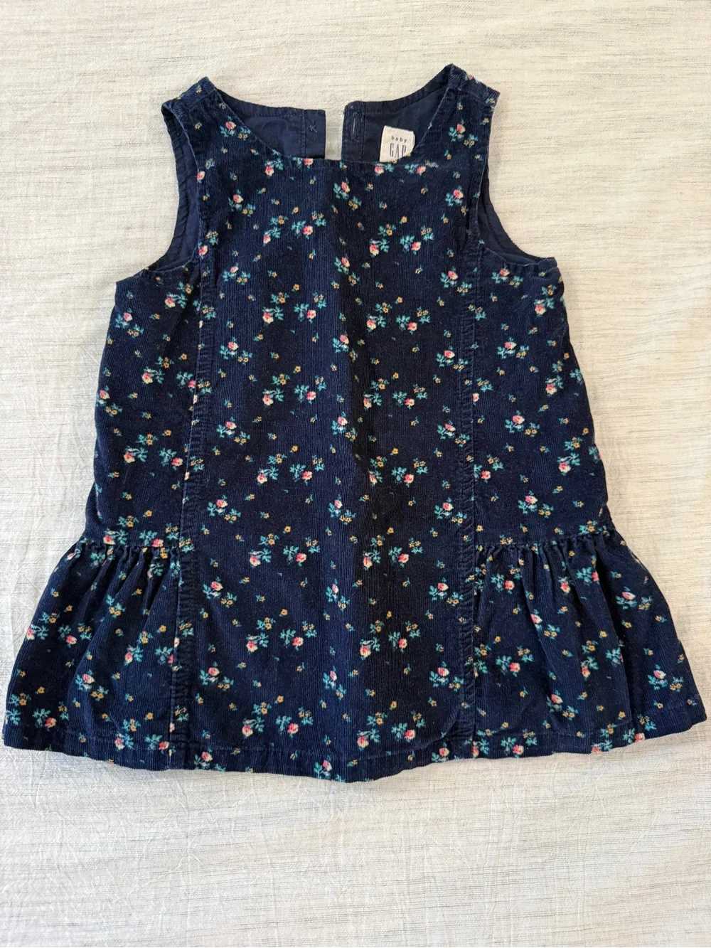 Baby GAP Navy Floral Sleeveless Peplum dress